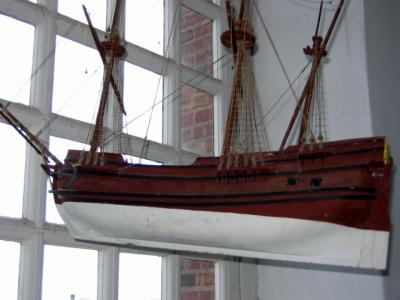 When a ship is to sea, they hang a replica in the chapel
