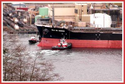 Docking  another freighter.