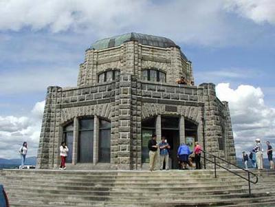 Vista House, at Crown Point, overlooking the Columbia River  and the countryside all around, dedicated on May 5, 1918