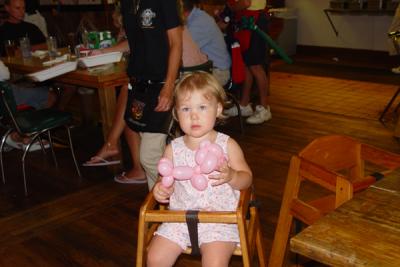 Reagan and her Balloon Pig at Eat at Joes