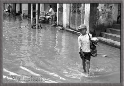 Wading to school