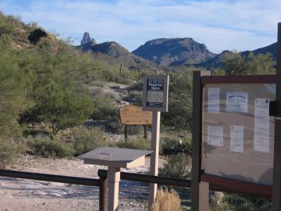 Trailhead with a peak view of Weaver's Needle