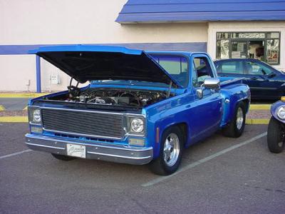 blue pickup truck