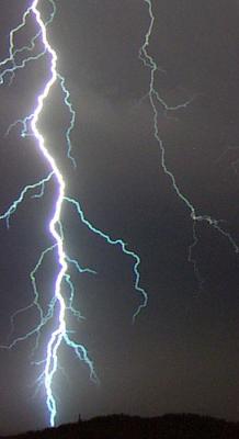 Close-up of Lightning through Clouds