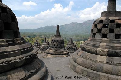 Each of the stupas has a Buddha figure inside