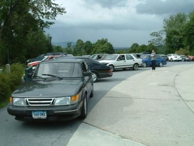 A Saab club shows up with about a dozen cars!