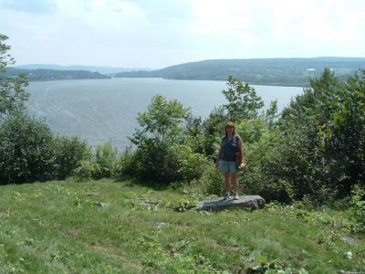 Kathy in front of Lake Champlain