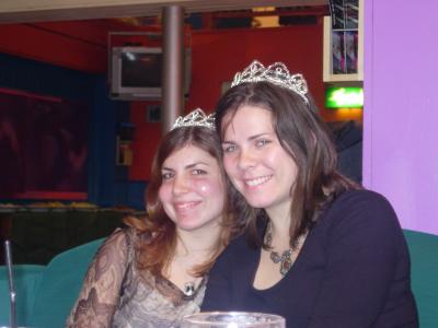 Jules and Emma in their pantomime tiaras.