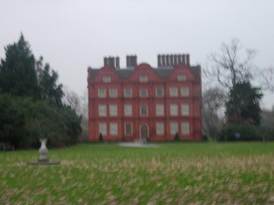 A blurry shot of Kew Palace, taken from the tram.