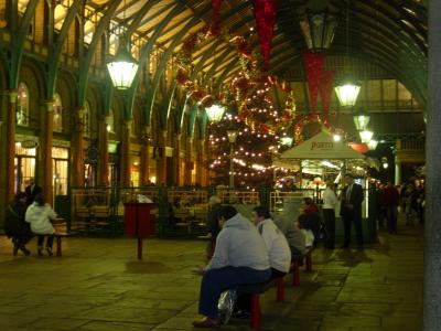 The Covent Garden Piazza, decorated for Christmas.