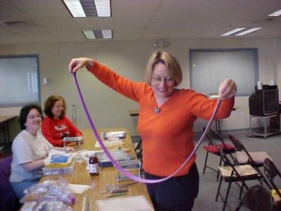 Kim and her long clay ribbon
