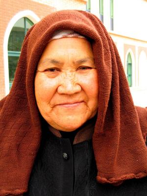 Brown headdress worn by some Uygur women