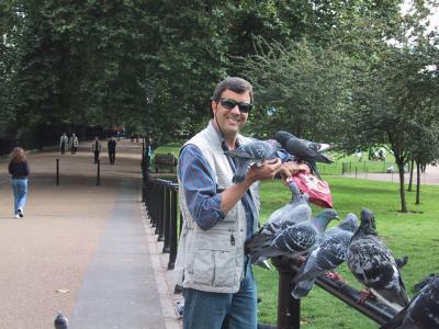 Jim, with a favorite pastime in London