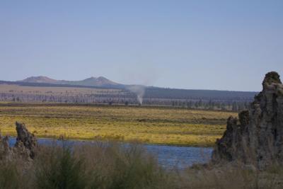A dust devil! (and view of volcanic hills)