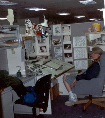 One of the few pics of me at work at Warner Bros, around 1992..Animaniacs!!