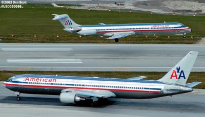 American Airlines MD82 N472AA and B767 N381AA aviation stock photo #3028