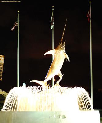 Swordfish sculpture and fountain stock photo.jpg