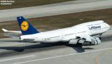 Lufthansa B747-430 D-ABVM landing on runway 12 at Miami International Airport airline aviation stock photo