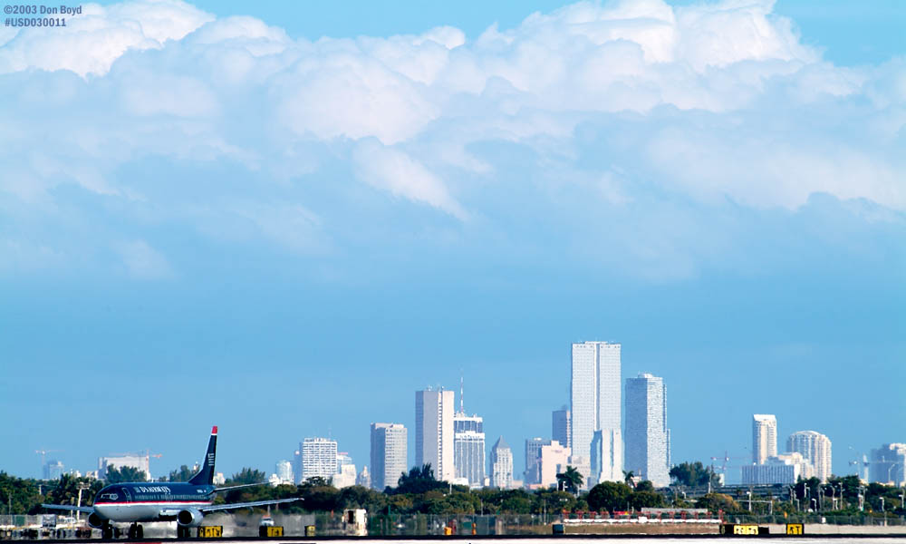 Downtown Miami skyline from Miami Intl Airport stock photo #2971