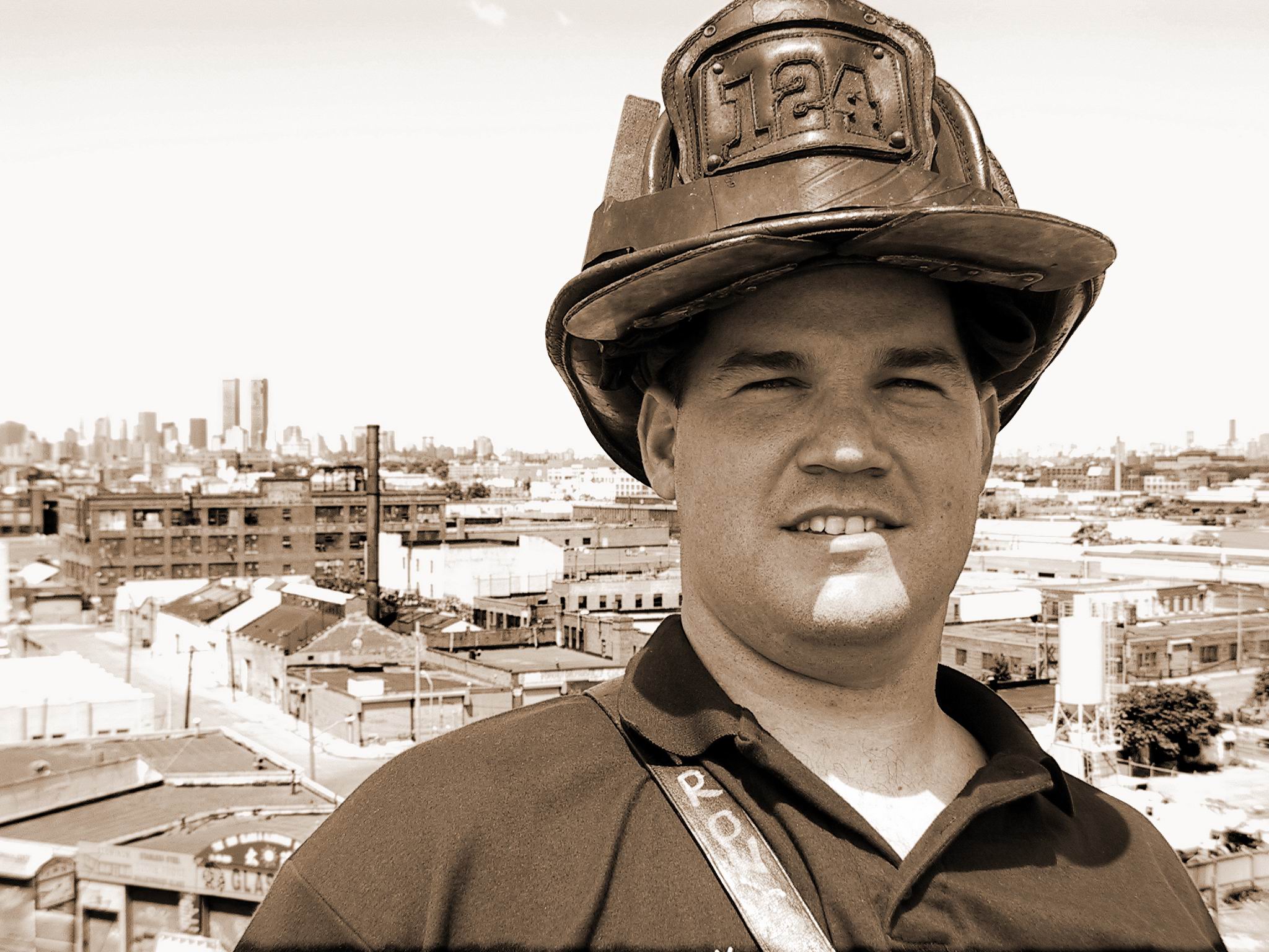 me on the job(twin towers in backround)