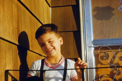 Dan on porch at 456 D Street, 1961 (681)