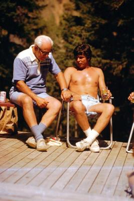 Dad and Bob at Richard's house up the Manashtash Canyon, 1982 (672)