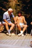 Dad and Bob at Richards house up the Manashtash Canyon, 1982 (672)