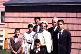 Family posing after church at Easter, 1962 (653)