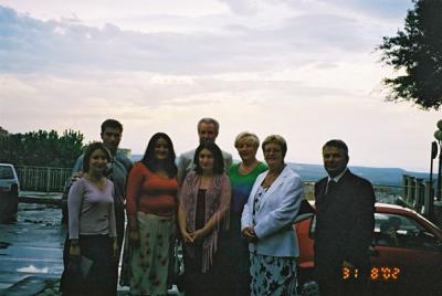 Julie's Uncle, Auntie and 2 cousins and 2 of their friends, stepping out in style just before the wedding ceremony.