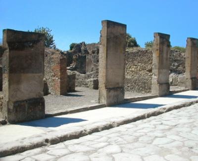 Pompeii - A wide street of shops