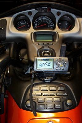 GPS V mounted on console using supplied mount