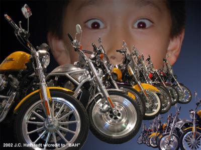 Dad - Look at all these motorcycles!