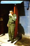 1st Sgt. Harold Cartin 1954 in front of the K-16 orderly room.
