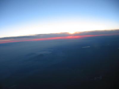 Sunset over smokey Oregon from plane