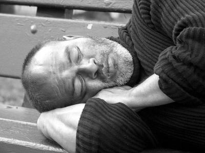 Sleeping Park Man BW.jpg