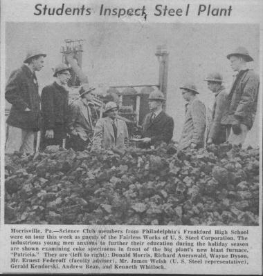 Frankford High School, Philadelphia, Pa, Science Club Trip From Newspaper (1958)