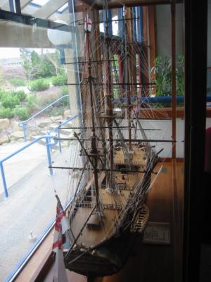 Teak model boat at ArtSpring
