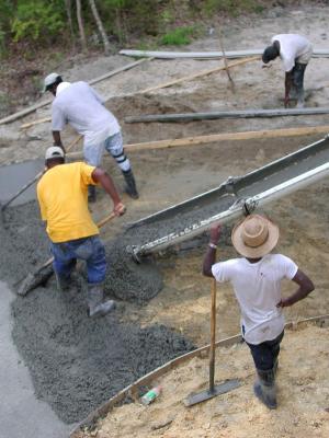 Driveway guys spread out the mix