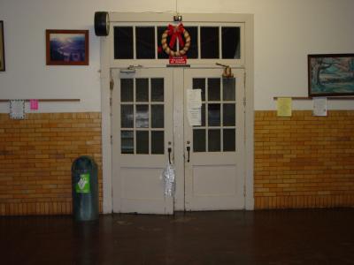 Main doors to theater/gym from lobby