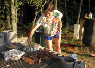 Jude Wang grills some venison