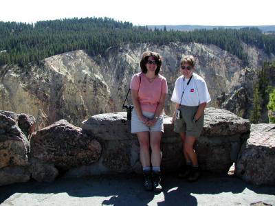 Steph and Carol in front of the Grand Canyon of the Yellowstone