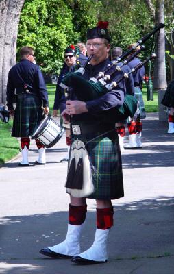 Sacramento, CA -- The dedication of a monument honoring over 850 California firefighters who died in the line of duty was being unveiled later in the day. The corps of bagpipers and drummers were busy tuning the pipes in preparation.