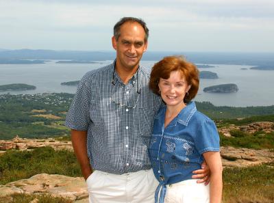Charlotte and I at the summit of Cadillac Mountain in Acadia National Park.