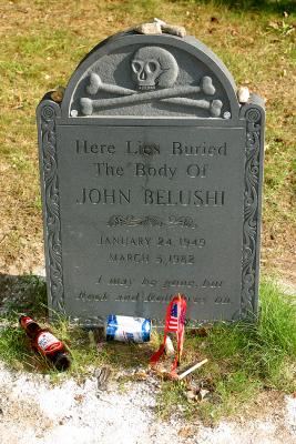 The grave of actor John Belushi. Rumor is that his body is actually buried in a grave elsewhere in the cemetery in an unmarked crypt.