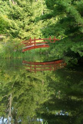 Footbridge over a small pond in Mytoi Garden.