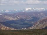 View down Glenshee towards Beinn a Chaorainn, Bynack More and Beinn a Bhuird from Meall Odhar