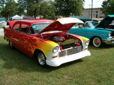 '55 Chevy with flames