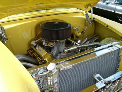 '55 in Yellow, under the hood.