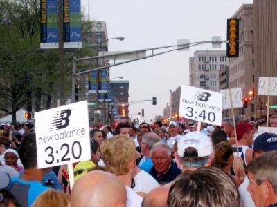 Signs for marathon pace groups