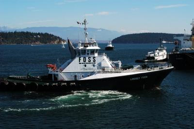 This was the Kodak moment of a lifetime...three Foss tugs: Lindsey Foss, Garth Foss and Barbara Foss at work...and I was there!